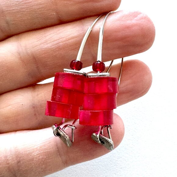 Red Dangly Earrings - Picture 1 of 5